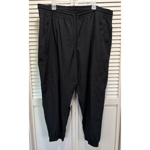 Stretch Tech Cargo Pants Elastic Hem/Tie Size 2XL Lightweight Pockets Active Blk